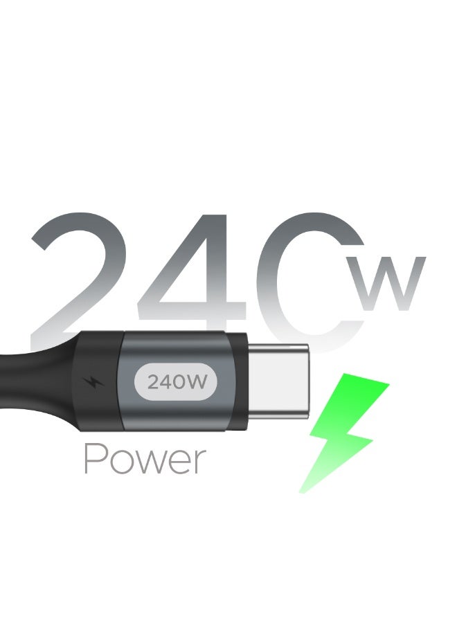 LYCKA P Cord Thunder – 240W Type-C to Type-C Fast Charging & Data Sync Cable (1M, Black) - Image 2